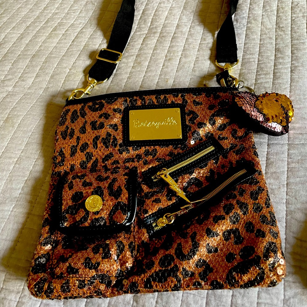 Betsy Johnson sequin crossbody, never used